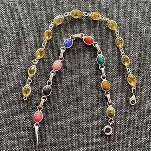 Multicolor Gemstone Bracelets sold as pair